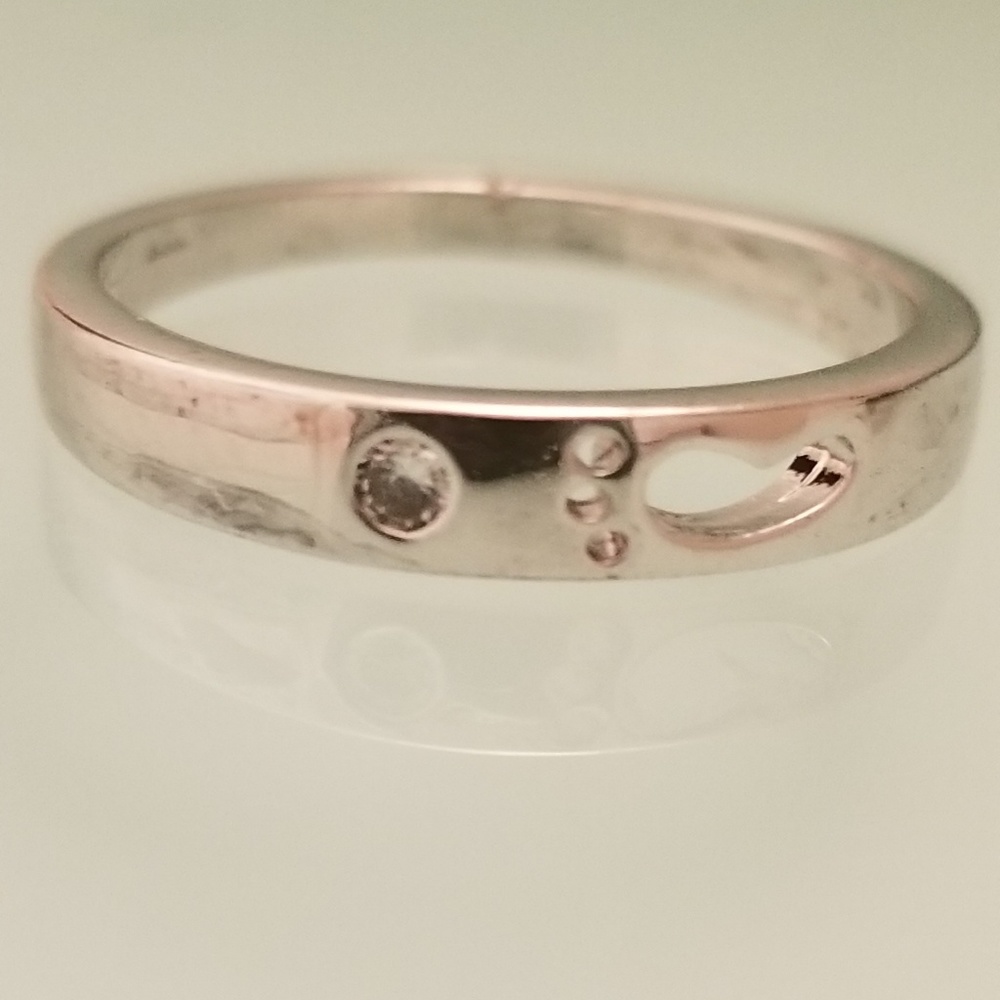 Stamped Sterling Silver Footprint Toe Ring Size 4